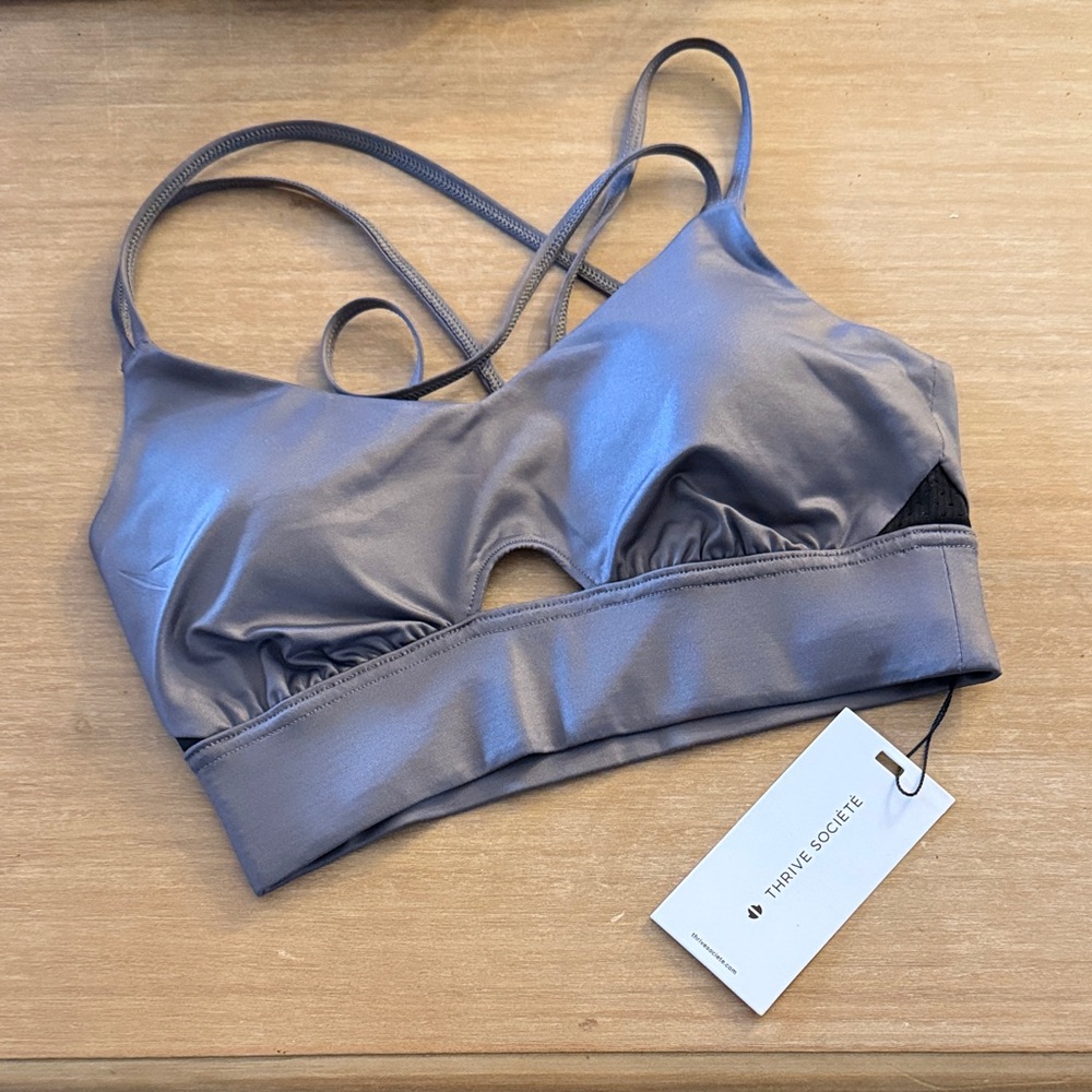 Thrive Societe metallic strappy sports bra
